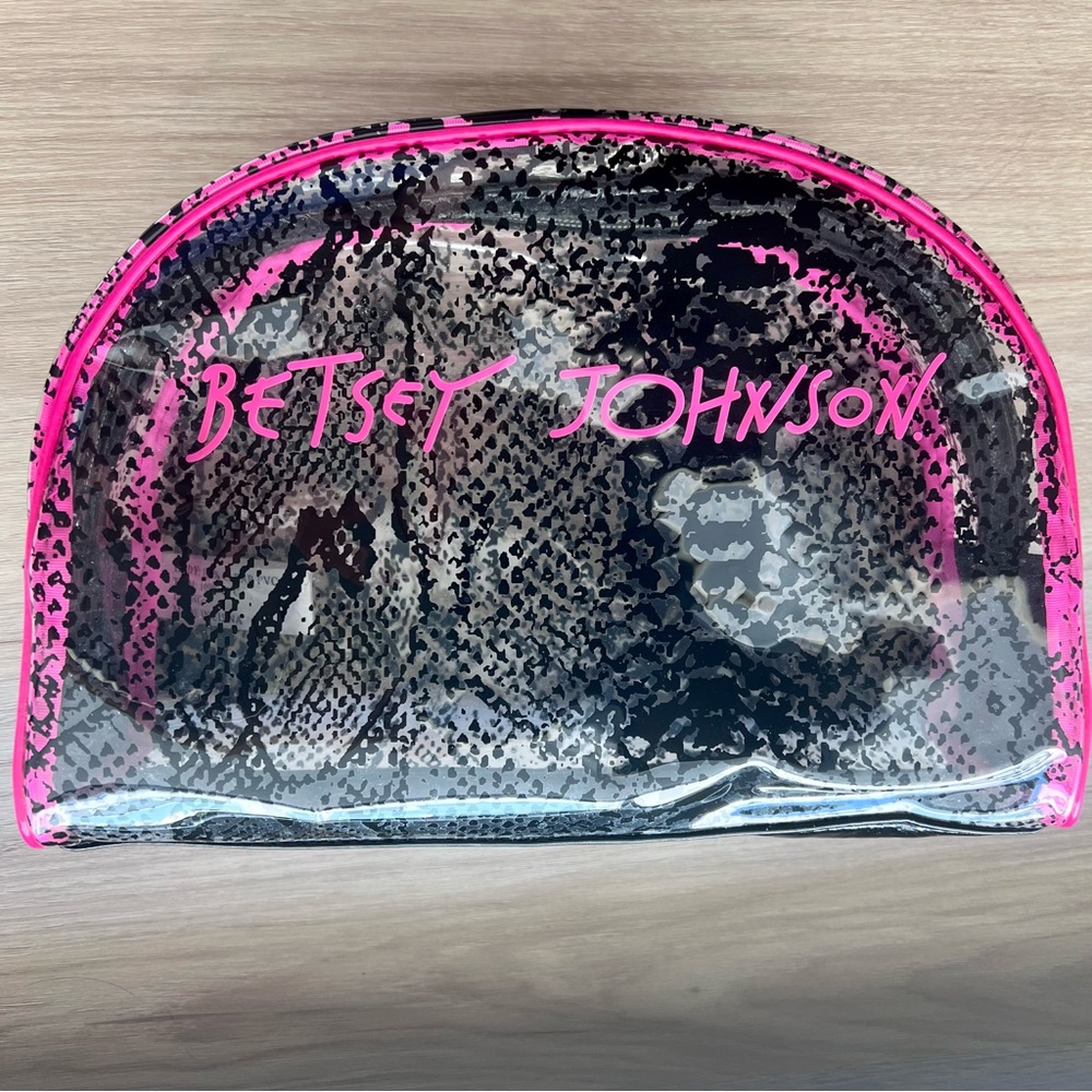 Betsey Johnson | Snake Print Black & Pink Clear Bag